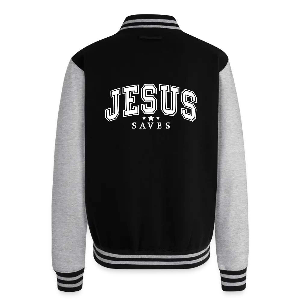 He Saves Men's Christian Heavyweight Letterman Jacket