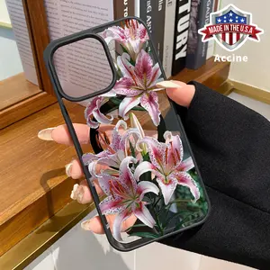 Magnetic Phone Case Compatible with iPhone 16 15 14 Pro Max 13 12 11 XR XS Plus E Floral Grace Pattern Hard Acrylic Back Soft TPU Edge Shock-resistant Cover