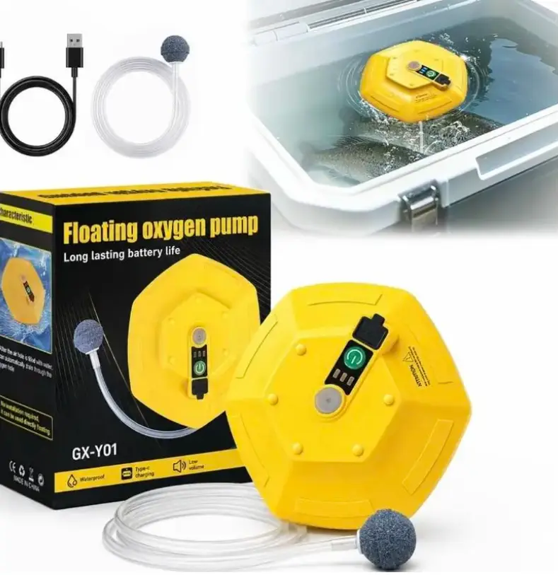 2027 Latest Rechargeable Live Bait Bucket Aerator with USB Charging Cable – Aquarium Oxygen Pump; Portable, Ultra-Quiet, IPX7 Waterproof Floating Bubble Generator for Fish Tanks and Live Bait (e.g., Small Fish) Maintenance