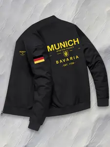 New Embroidered Multicolor German Flag Jacket, High-Quality Casual Outerwear, Versatile Flight Jacket for Winter