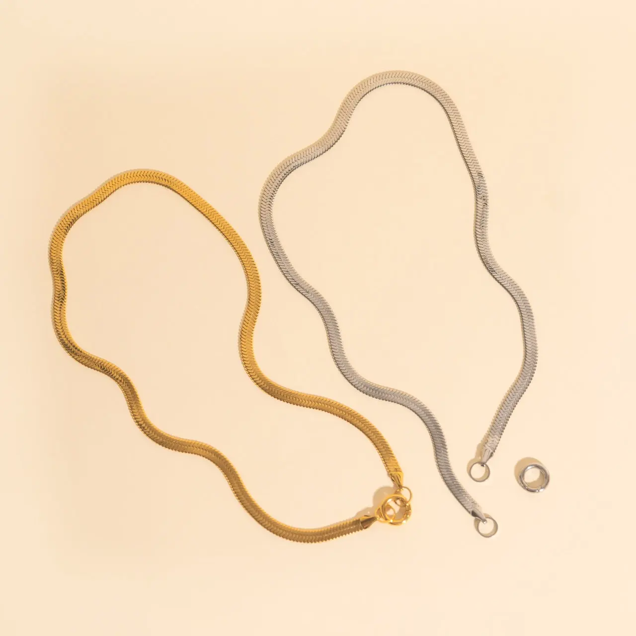 OH CLEMENTINE Women's Gold Statement Chain Fashion Necklace - 17in Irritation-Free Sweat-Proof Stainless Steel Costume Jewelry, Glossy Interchangeable Necklaces with Gold-Tone Metal Coating (Charms Sold Sep.)