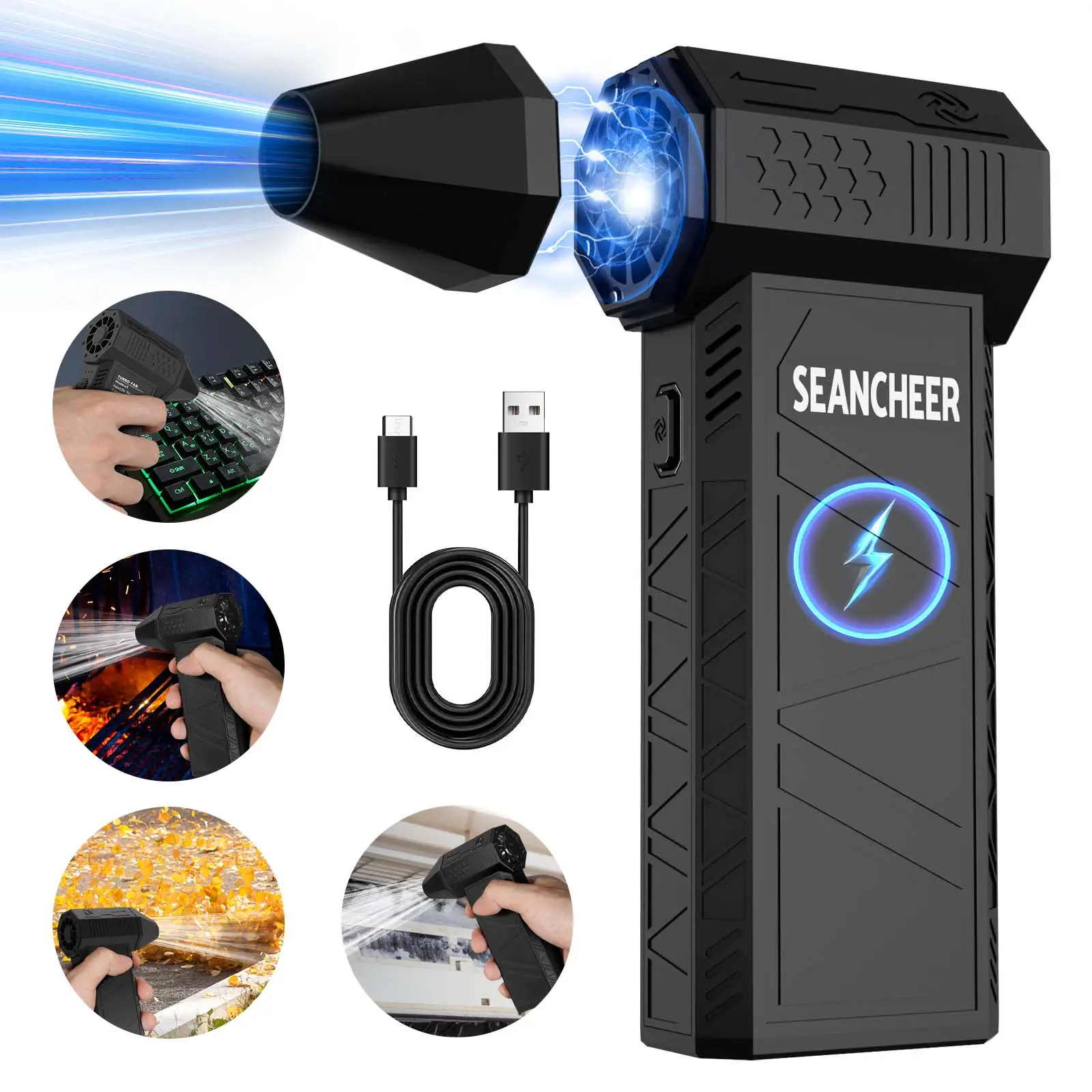 SEANCHEER Electric Air Duster 130000 RPM Cordless Air Blower with 3 Adjustable Gears Ideal Replacement for Compressed Air Cans for Cleaning Springtok