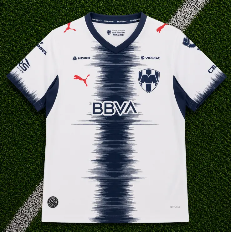 [FULL LOGO] - White Monterrey Away Soccer Shirt 26-27, Mexico Game Day Sports Top, Quick-Dry Short Sleeve Soccer Jersey for Liga MX Fan, Full Size S-5XL - Personalization upon request