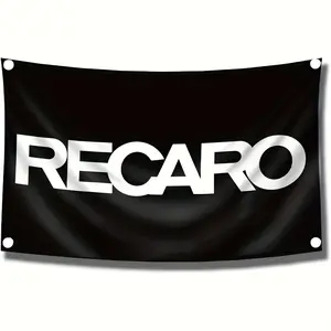 2D Flat Banner 1pc Recaro Logo Sports Seat Wall Fabric, Garage Store Decoration, Pull Flag Banner, No Power Required