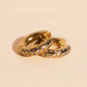 Iced Chunky Rounded Huggie Hoop Earrings