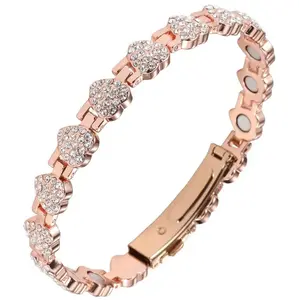 ARKENIA Pure Copper Bracelets for Women,Ultra Strength Magnetic Bracelet with 3800 Gauss Magnets & Sparkling Cubic Zirconia, Adjustable Charm Bracelet