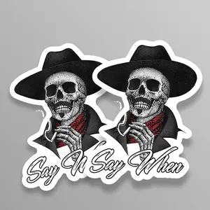 Say When Doc Holiday Sticker, Decal Skeleton Skull Tombstone Quote Western Sticker, Hard Hat Stickers, Blue Collar Decal