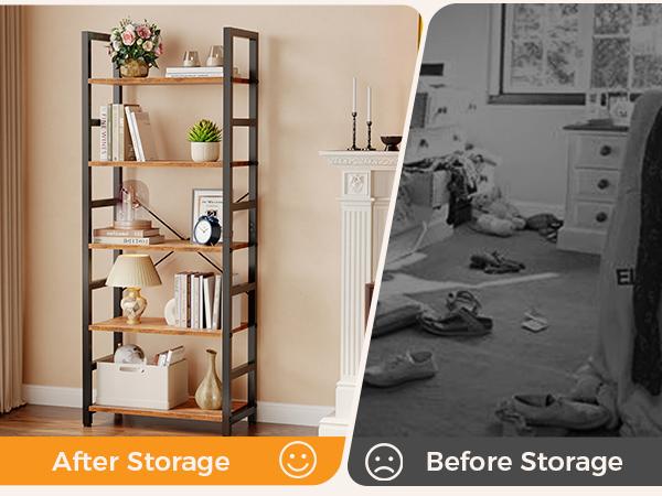 5 Tiers Bookshelf, Classically Modern White Bookshelf, Book Rack, Storage Rack Shelves in Living Room/Home/Office, Books Holder Organizer for Books/Movies