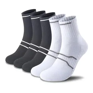 5 Pairs Men'S Ankle Socks, Moisture Wicking, Providing Anti-slip And Shock-absorbing Functions. With A Mesh Structure, Provide Support For The Arches Of The Feet. White Cotton Socks, Which Offer A Comfortable Wearing Experience In Summer