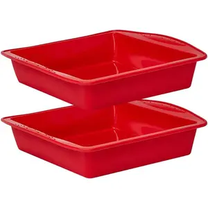 Saphe 8 Inch Silicone Square Cake Pan Nonstick Silicone Cake Molds, Brownie Baking Molds for Brownie, Cake, Bread, Pie and Lasagna 2 Packs saphe