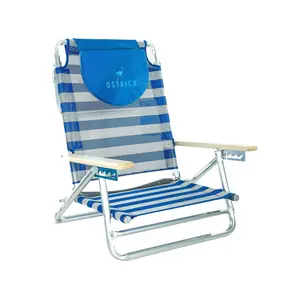 Ostrich South Beach Chair Portable Outdoor Camping Pool Tanning Recliner, Stripe