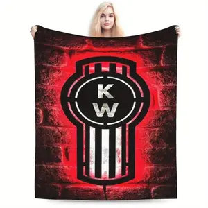 Ultra Soft Flannel Kenworth Blanket All Season Cozy Warm Throws Bold Red Black Logo Design for Home Office Travel Gift for Kenworth Fans