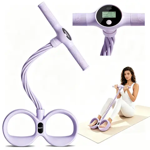 Soulyis Pedal Resistance Bands with Handles, 6-Tubes Multifunction Pedal Resistance Band, Natural Rubber Foot Pedal Resistance Bands