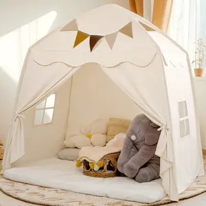 Kids Play Tent with Tassel, Large Play Tent with Star Light, Portable & Foldable Teepee, Bed Canopy for Girls and Boys, JoyHut, Indoor Outdoor Dome Tent Playhouse