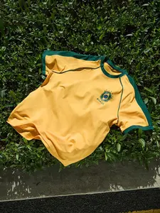 1 Unisex Brazil Soccer Jersey, Retro #7 Brasil Print, Yellow & Green Design, Breathable Sportswear, Sports Top, Ideal for Football Fans & Match Day Outfits