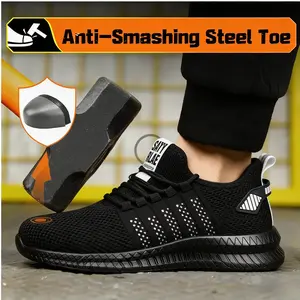 Durable Steel Toe Safety Boots for Men Women Anti Smashing Anti Stab Breathable Mesh Industrial Work Shoes Comfortable Protective Footwear