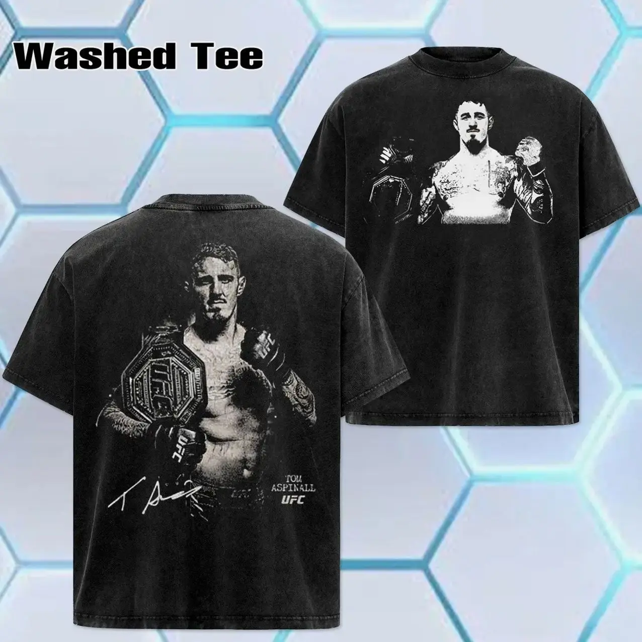 UFC 2026 - Tom Aspinall World Champion, Oversize Unisex Acid Wash Tee - Hoodie, UFC Legend Streetwear, Cotton, Graphic Tee T-Shirt Hoodie, Classic, Fan Gift Top Fabric Menswear Casual 1AF