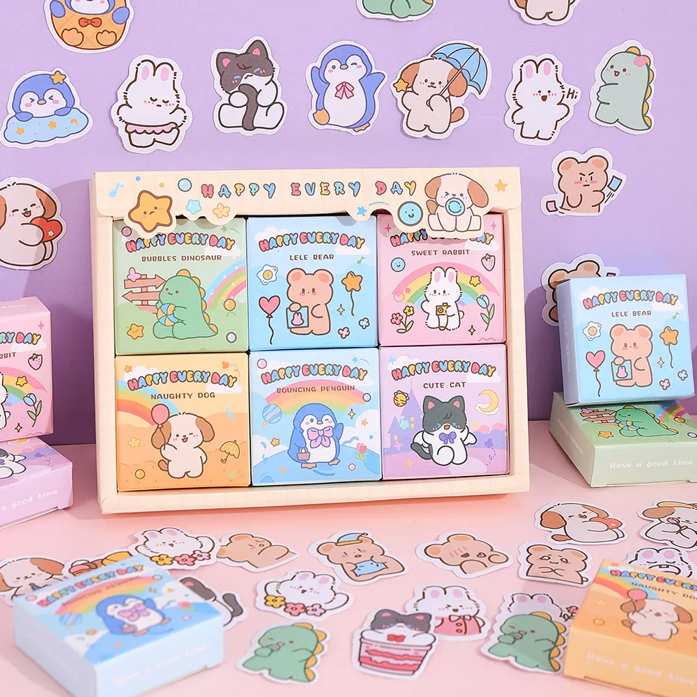 Happy Every Day Cute Animal Sticker Mega Box – 300 Sticker per Box (2 of each Design, 150 Unique Designs)