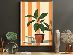 Plant in Pots Canvas Print, Modern Plant Poster, Stylish Plant Wall Art