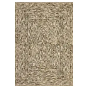 Garvee  9x12 Large Print Braided Area Rug with Non-Shedding, Non-Slip & Stain Resistant, Machine Washable, Pastoral Solid-Color Printed Woven Rug for Living Room/Bedroom, Beige