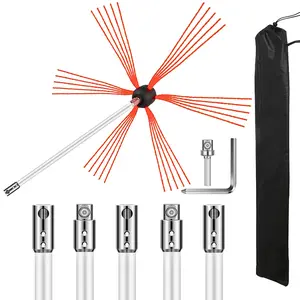 VEVOR Chimney Sweep Kit 20FT Length, Chimney Brush Kit with 6 Nylon Flexible Rods, Rotary Chimney Cleaning Kit Driven by Drill, Chimney Cleaning Tool Kits for Sweeping Fireplace Flue
