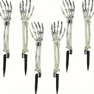 Halloween Skeleton Hand Bones, 2pcs Plastic Yard Stake Decorations, Left & Right Hand Design, Perfect for Outdoor Party Displays