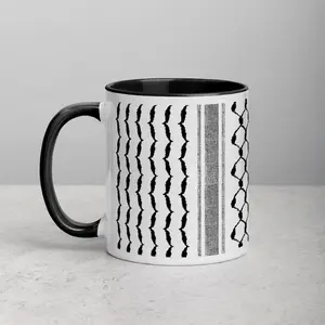 Palestinian Traditional Hatta Kufiya Mug, Keffiyeh Pattern Coffee Cup, Palestine Heritage Gift