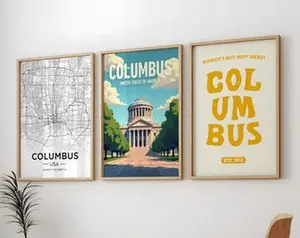 Columbus 3 Posters Pack, Columbus City 3 Wall Art Pack, Columbus Travel 3 Poster Pack, 3 Set of Columbus USA Prints, Columbus GA Wall Art