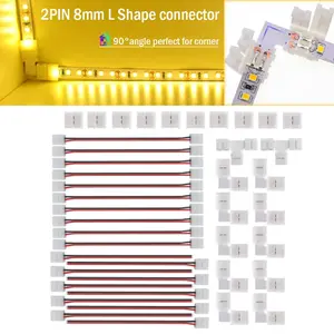 42PCS LED Strip Connector Kit - Includes L-Shaped 2-Pin Right Angle, T-Shaped Connectors No Weld Gap Jumper for 8mm LED Strips, Polished Plastic, Easy Installation, Strip Light Connector summervibes