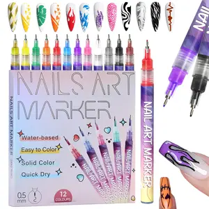 12 Color 3D Nail Art Pen Set, Dotting, Drawing, Liner & Graffiti Functions, DIY Manicure Tools for Nail Beauty, Ideal Valentine's Day Gift