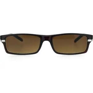 Mens Narrow Rectangular Plastic Powered Reader Lens Reading Sunglasses