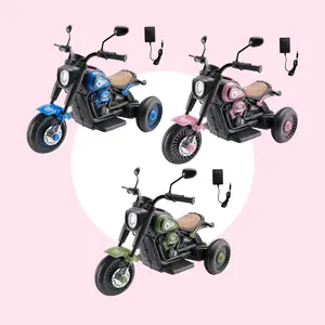 Cool Kid Electric Ride-On Toy 3wheel Motorcycle Balance Bike for Toddler with Headlight & Music Pink/Blue/Green/Black/Brown for Boys&Girls Children Chrismas Gifts