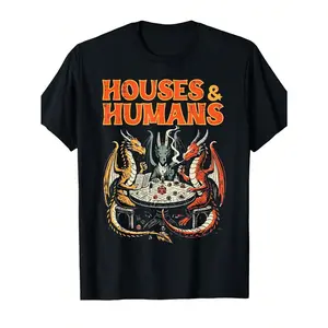 Fantasy Dragon Battle RPG T-Shirt for Men | 100% Cotton Tabletop Gaming Graphic Tee, D20 Dice Design, Geek Gift