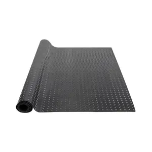 VEVOR Diamond-Plate Rubber Flooring Roll,  3 mm x 4 ft x 15 ft Garage Floor Mat, SBR Rubber Garage Flooring Roll, Easy to Clean, Diamond Plate Rubber Mat for Under Cars, Garage Industry Gym, Black