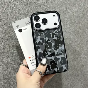 Suitable for iPhone 16 15 14 13 retro camouflage black silicone phone case, iPhone 16 15 Plus camouflage shock- absorbing silicone phone case