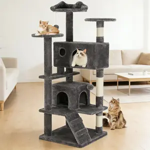 Extra Sturdy Cat Tree for Large Cats with Anti-Tip Design - 62-80 Inch Multi-Level Cat Tower with Reinforced Base, Condos, Hammock & Wide Perches, Heavy Duty Kitty Condo