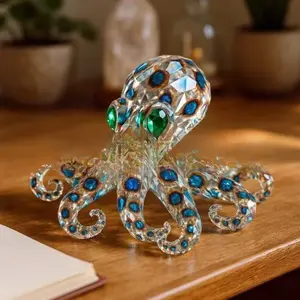 Crystal Sea Creature Figurine Octopus Resin Statue Ornament, Unique Oceanic Decorative Piece, Perfect Gift for Marine Enthusiasts, Home Decor Ornament