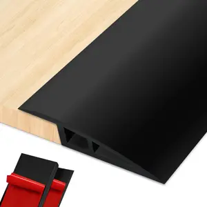 72 Inch Floor Transition Strip Door Threshold, 3/4 to 4/5 Inch Edge Reducer Transition Strips for Doorways and Floors, Black