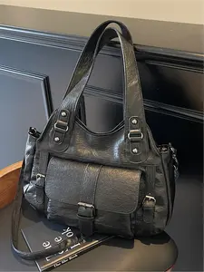 Vintage Versatile Women's Shoulder Bag, Crossbody Tote Bag, Casual Crossbody Bags, Large Capacity Casual Simple Solid Color Zipper Closure, Stylish Daily Use Handbag