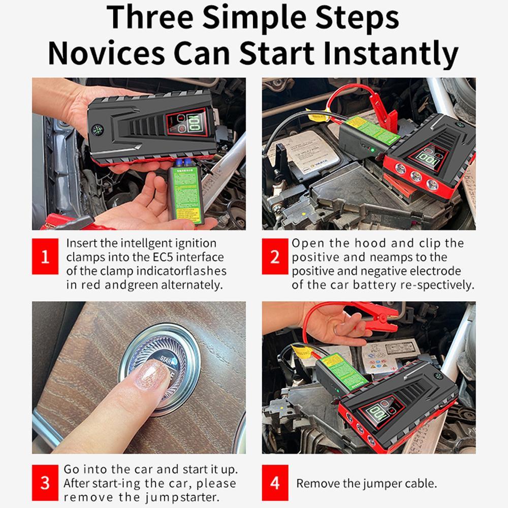Car Battery Jumper Starter 99800mAh Car Jump Starter Booster Jumper Box Power Bank Battery Charger Portable, 5000A Peak Portable Jump Starter Box (Up to 6L Gas/4L Diesel Engines) for 12V Car Automobiles Lithium Battery Booster Pack with Power Bank Charger Car Battery Jumper Starter 99800mAh Car Jump Starter Booster Jumper Box Power Bank Battery Charger Portable, 5000A Peak Portable Jump Starter Box (Up to 6L Gas/4L Diesel Engines) for 12V Car Automobiles Lithium Battery Booster Pack with Power Bank Charger