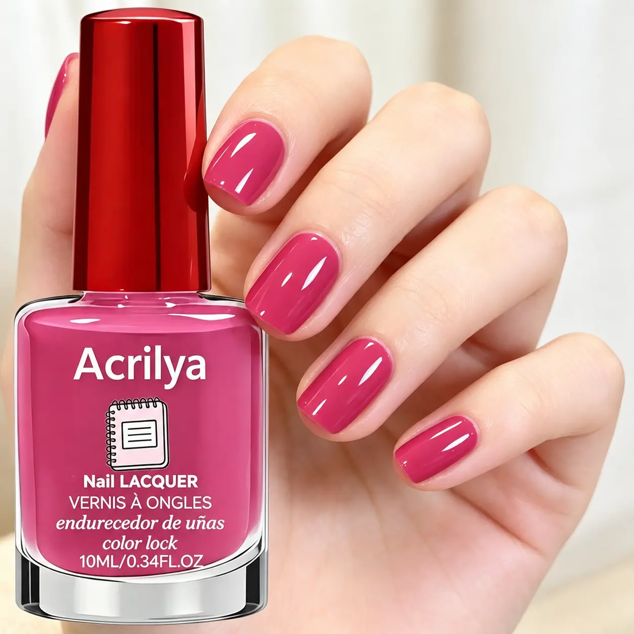 Raspberry Rose Nail Strengthener, UV-Lamp-Free Quick-Drying Formula, Nail Brightener with Long-Lasting Shine, Suitable for Hands & Feet, Ideal for Busy Professionals for At-Home Salon-Quality Results