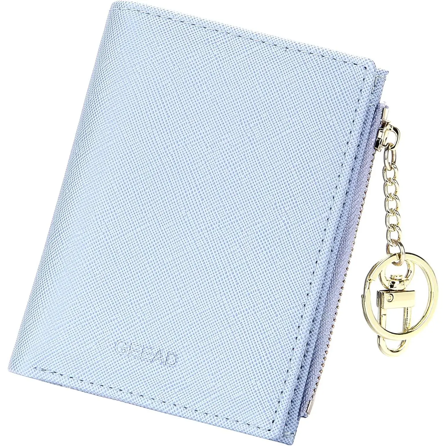 Small Wallets for Women Bifold Slim  Purse Zipper ID Card Holder PU Leather Blue