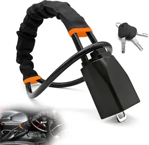 Car Steering Wheel Lock, Seat Belt Lock, Anti-Theft Device, Max 17 Inch Length, Small and Light-Weight, Multi-Functional, Fit Most Vehicle, SUV, Golf Cart Security (Black)