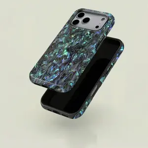 Natural Abalone Shell Pattern Tough Phone Case, Dual-Layer Shockproof & Anti-Scratch, Luxury Daily & Boho Gifting, Iridescent Mother-of-Pearl Ocean Aesthetic Cover for iPhone 8-16 / X Series