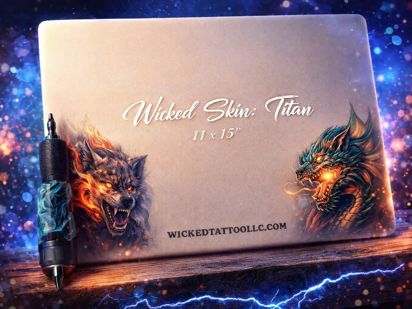 Wicked Skins - Titan Large 11x15" Ultra Realistic Synthetic Tattoo Skin - First of its kind.  Developed by realism tattoo artists. Takes stencils on contact without blurring