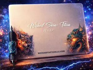 Wicked Skins - Titan Large 11x15" Ultra Realistic Synthetic Tattoo Skin - First of its kind.  Developed by realism tattoo artists. Takes stencils on contact without blurring