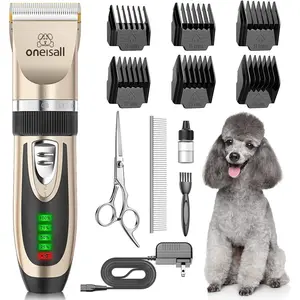 Dog Clippers Low Noise, 2-Speed Quiet Dog Grooming Kit Rechargeable Cordless Pet Hair Clipper Trimmer Shaver for Small and Large Dogs Cats Animals (Gold)