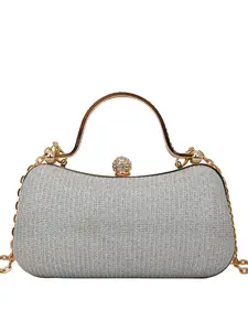 Women's Evening Bag with Glitter Sequins, Silver Color, Birthday Party Daily Use, Elegant Handbag for Special Occasions, Elegant Chain Handbag