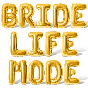 Letter Balloons - BRIDE LIFE MODE 16" Inch Alphabet Letters Foil Mylar Balloon Bachelorette Party Banner