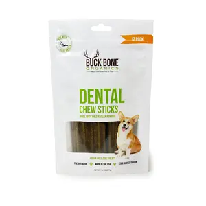 Buck Bone Organics Grain Free Dental Chews 12 Pack, made with Antler Powder, Peppermint and Apple